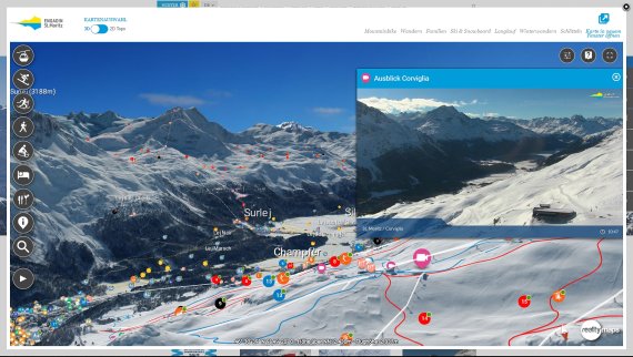 The ski area in St. Moritz can be explored completely digitally.