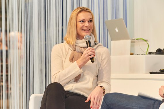 Maria Höfl-Riesch presenting her new book at ISPO MUNICH 2017.
