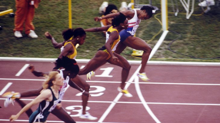 Die 100 Meter der Frauen in Barcelona 1992
