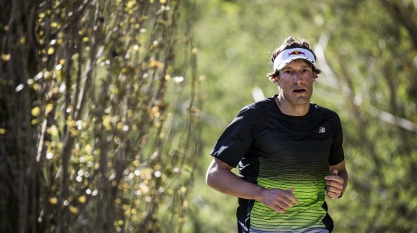 Triathlete Sebastian Kienle during running training in Spain.