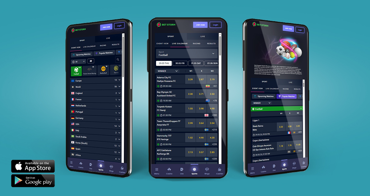 The BetStorm mobile betting app