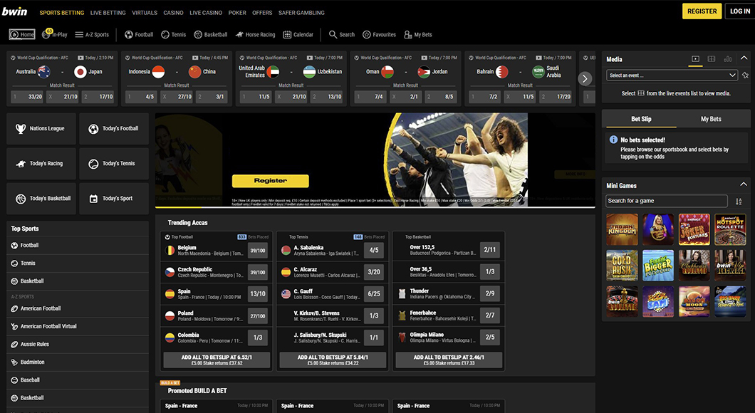 Sports betting on the Bwin website