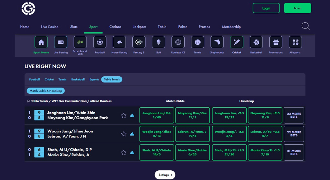  In-play Betting on the Grosvenor website