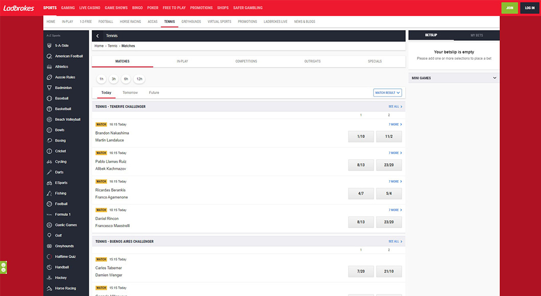  In-play Betting on the Ladbrokes website