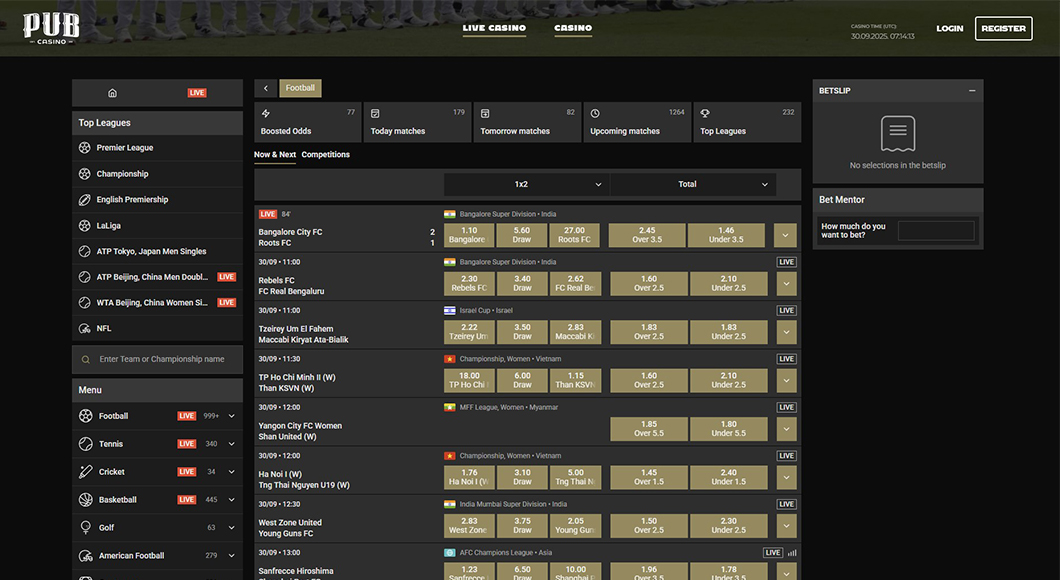 In-Play Betting On The Pub Sports Website