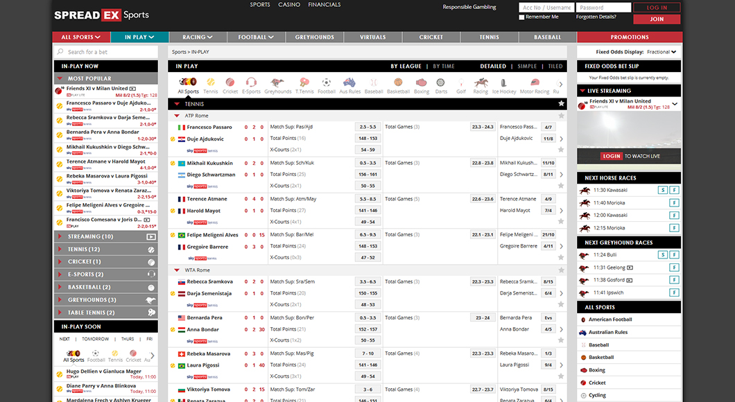 In-Play Betting on the Spreadex Website