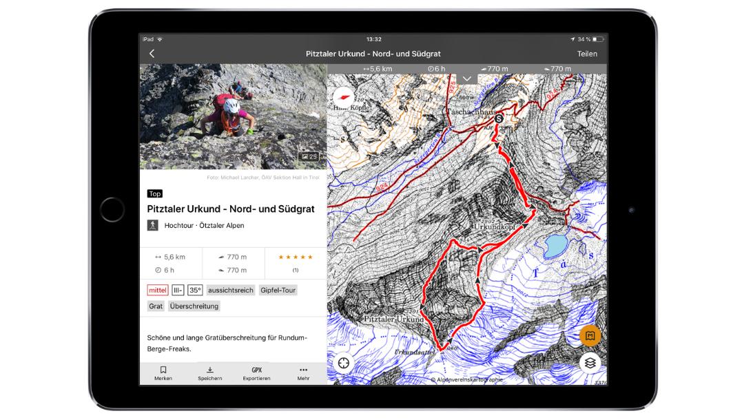 Credit: Deutscher Alpenverein e.V. Über 8000 Tourenbeschreibungen in der DAV App Alpenvereinaktiv