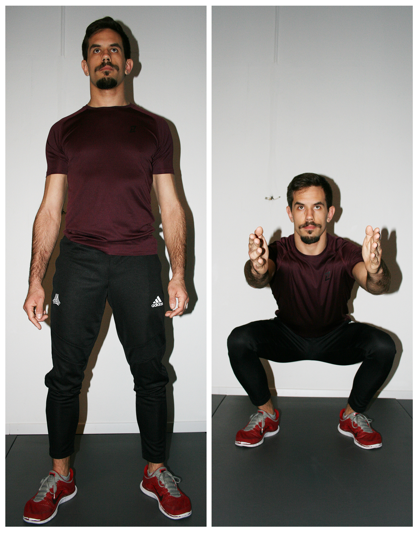 HIIT Übungen: Squat Trainer macht einen Squat