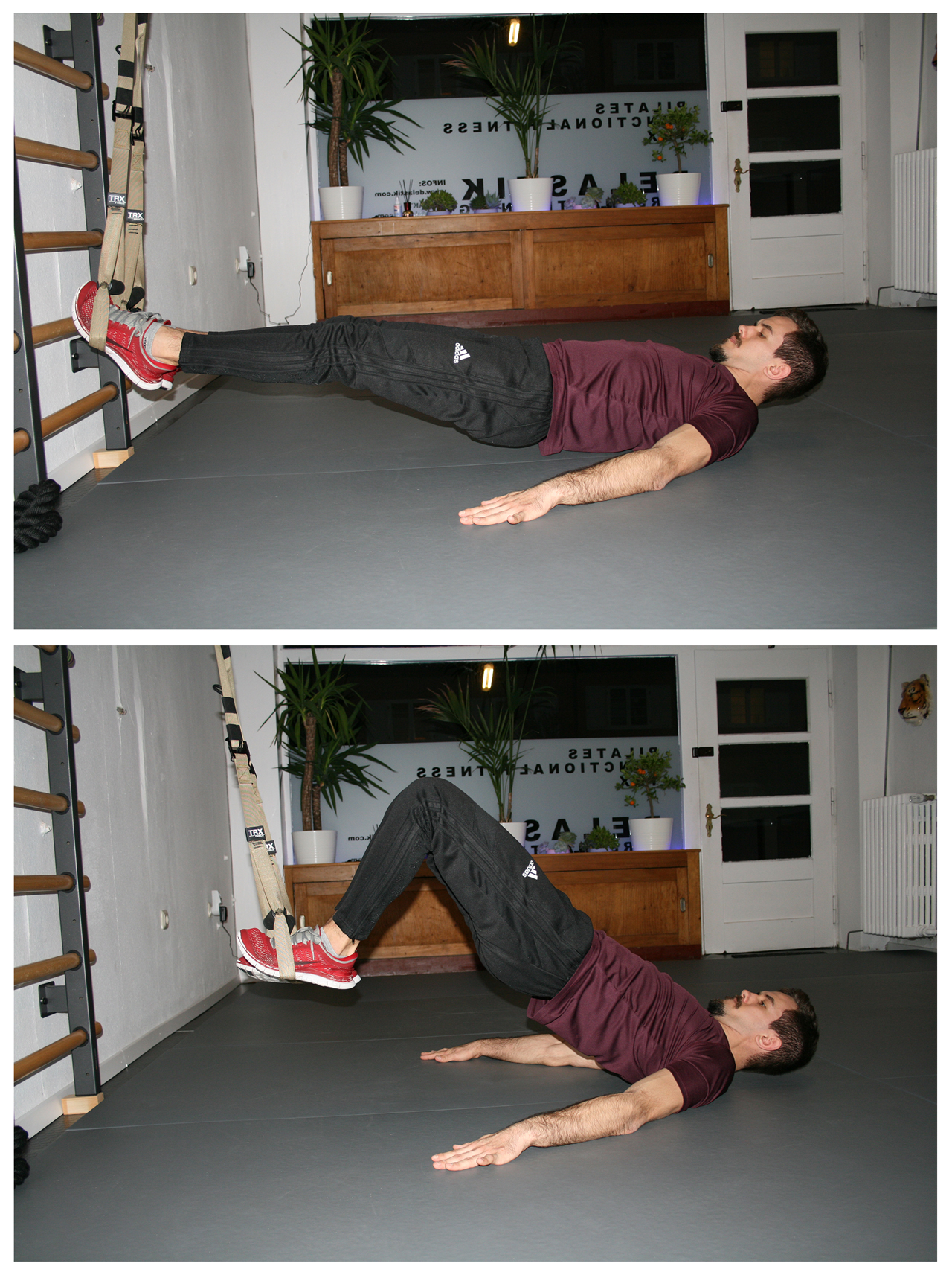 TRX Hamstring Curl Ausführung eines Hamstring Curls mit dem Schlingensystem