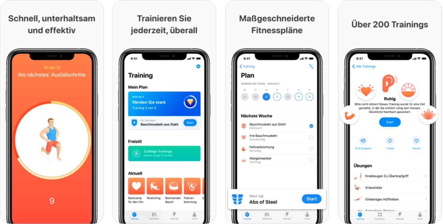Seven – 7 Minuten Training Screenshots aus der Seven Fitness App