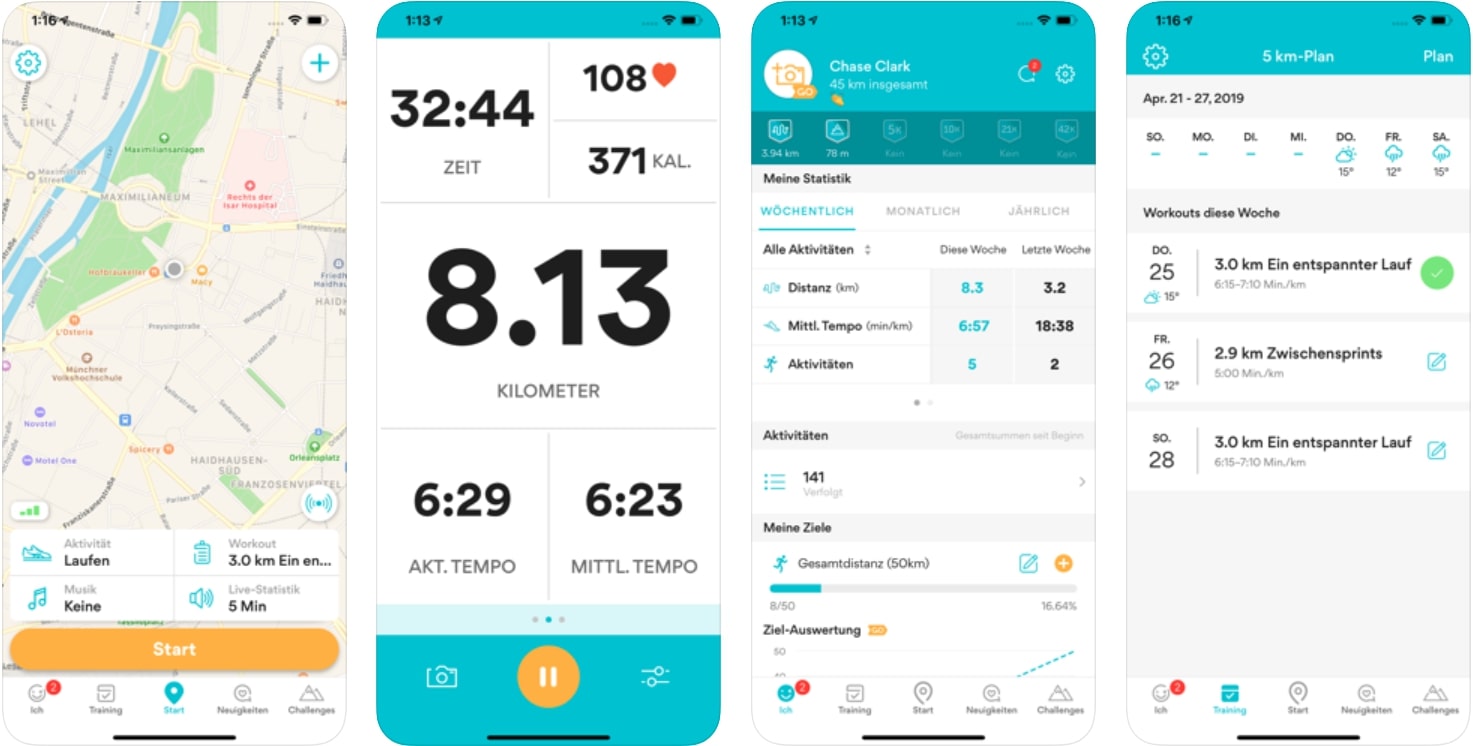 Asics Runkeeper Screenshots aus der Asics Runkeeper Lauf App