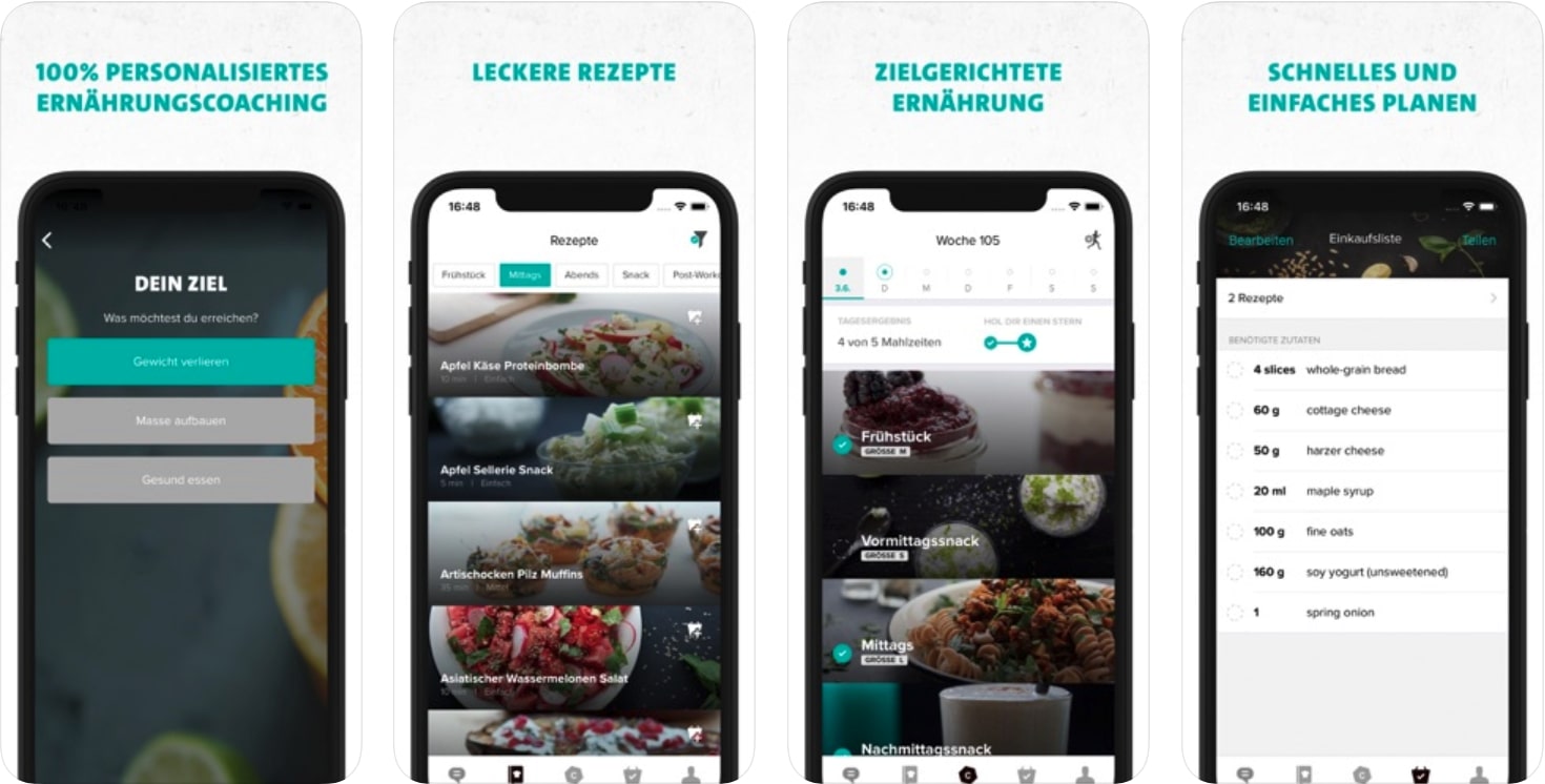 Freeletics Nutrition Screenshots aus der Freeletics Nutrition Fitness App