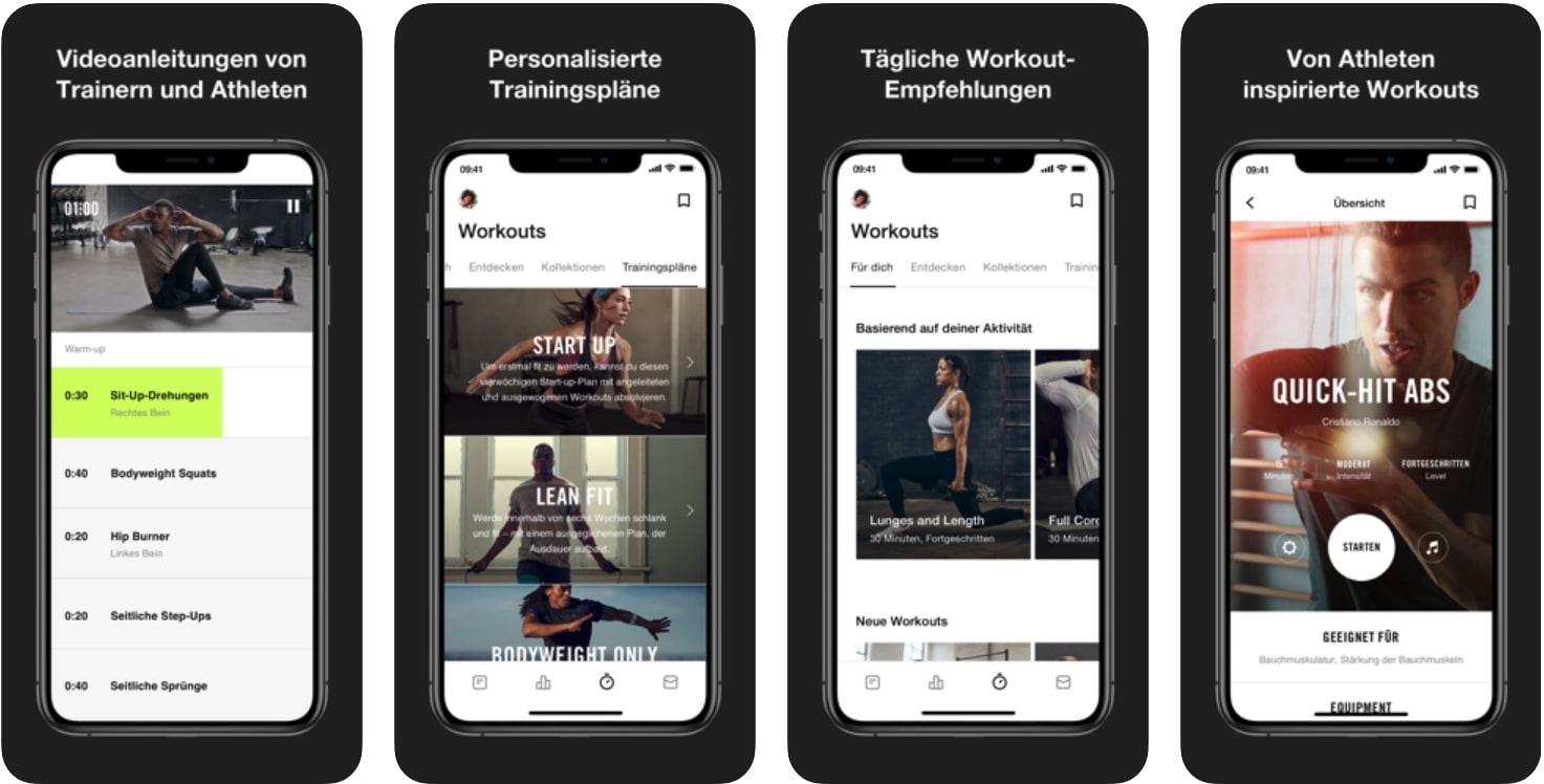 Nike Training Club Screenshots aus der Nike Training Club App