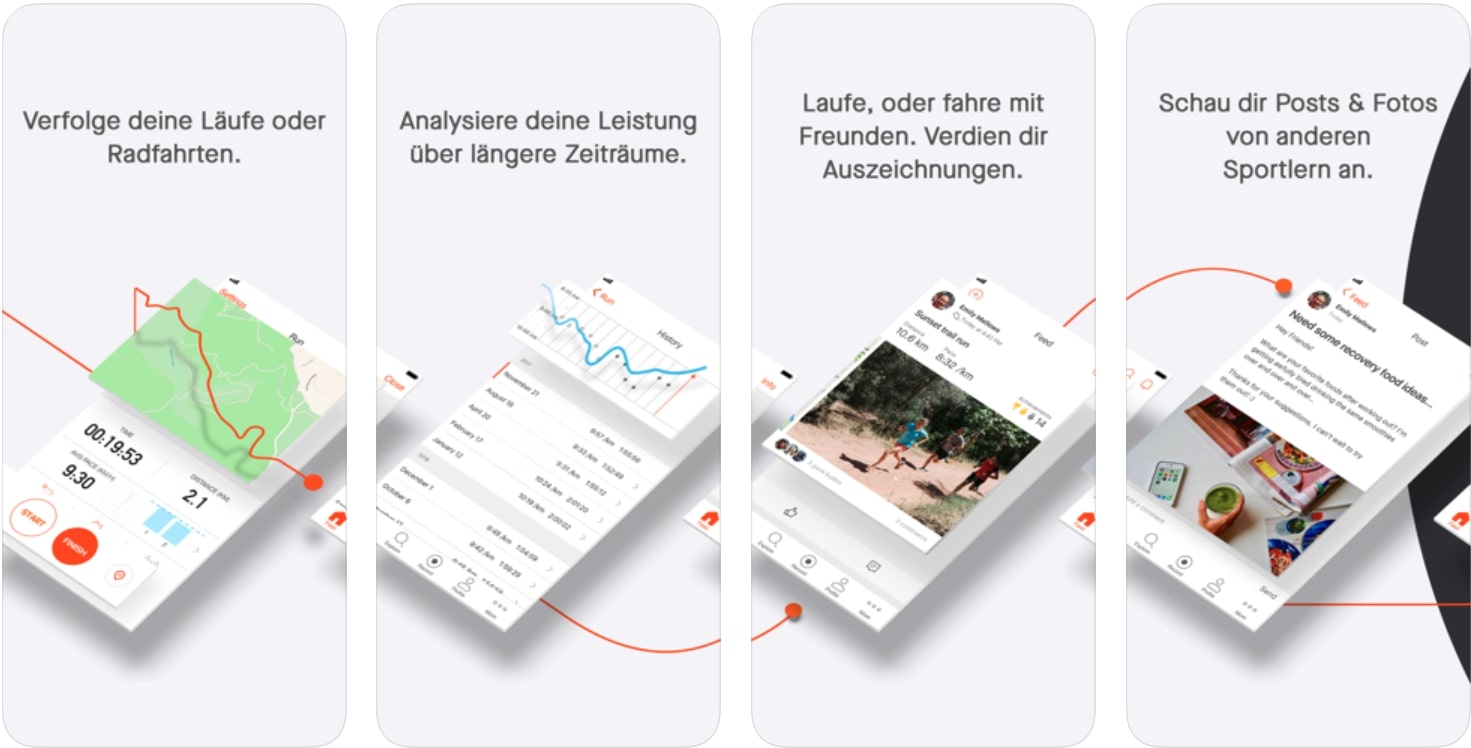 Strava Screenshots aus der Strava Lauf App