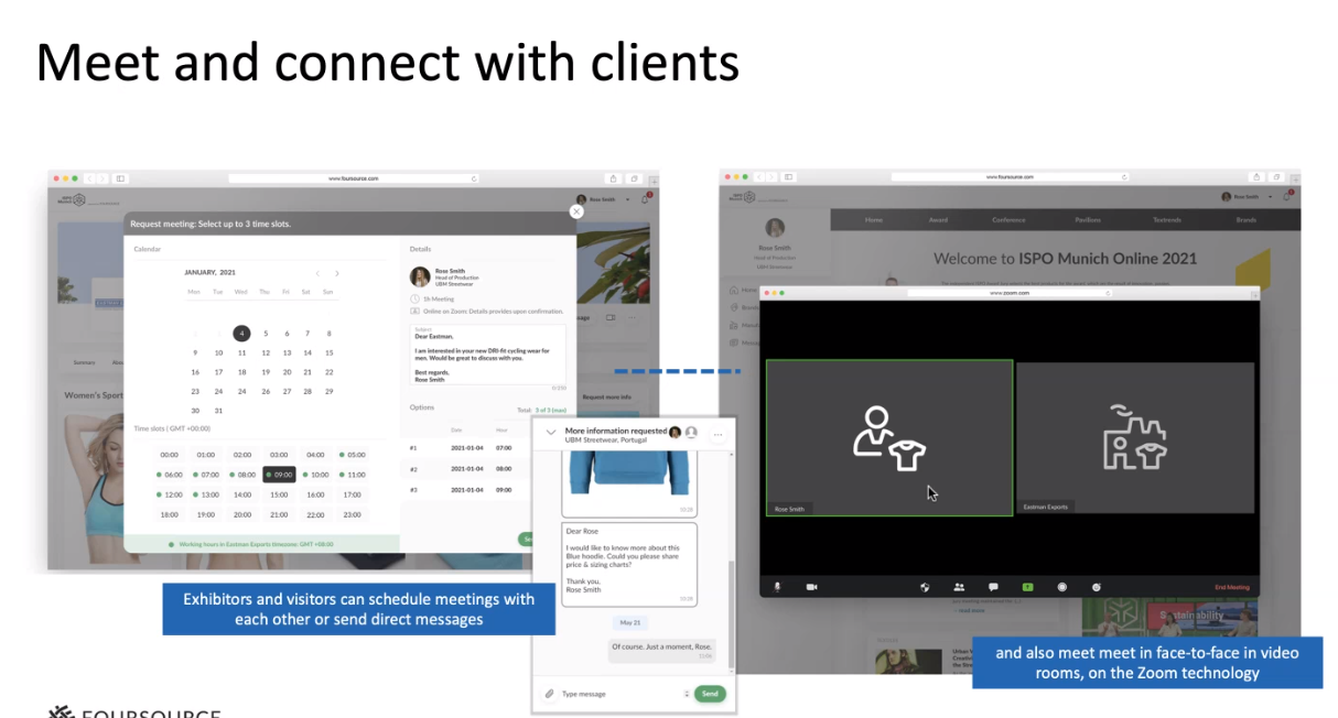 ISPO Munich Online: Screenshot der Meetingtools ISPO Munich Online: Screenshot der Meetingtools