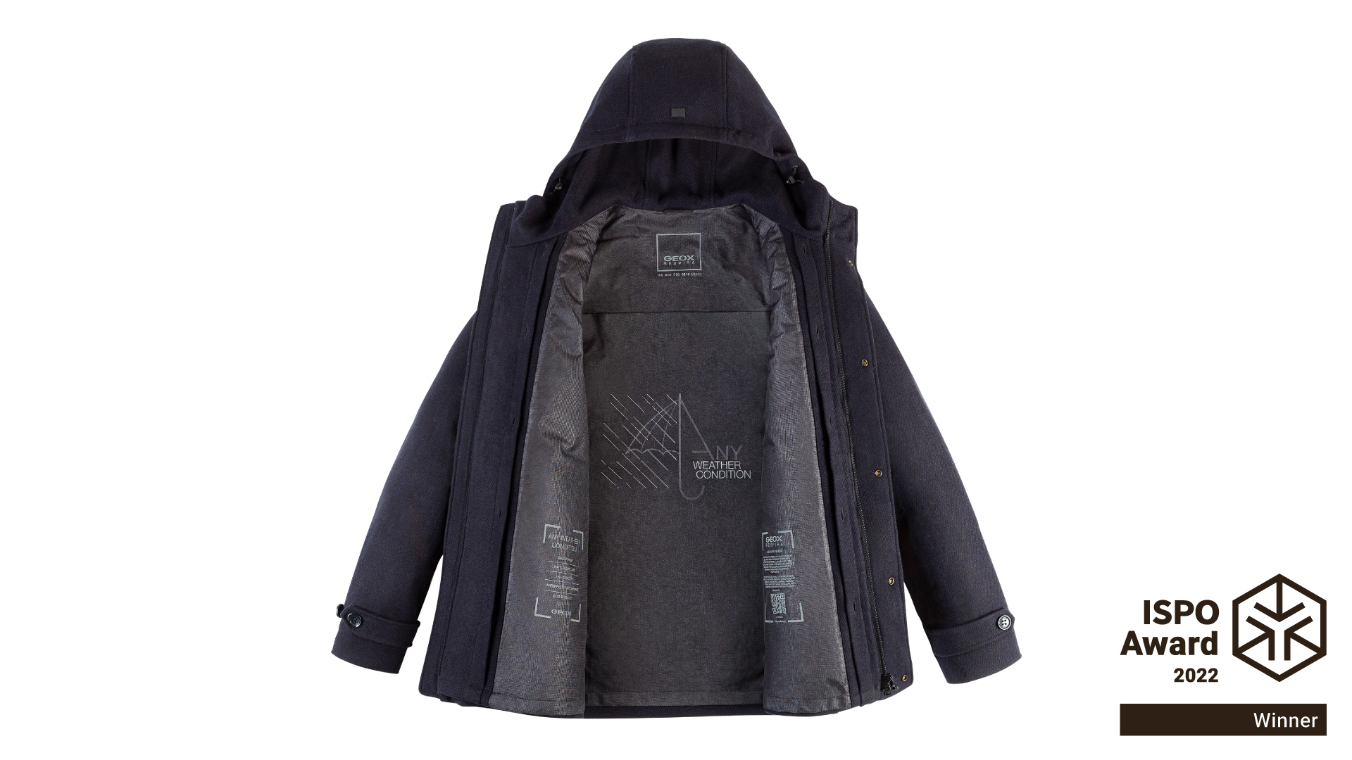 El cuarto Catedral Goneryl Geox's new Any Weather Condition Parka wins ISPO Award 2022