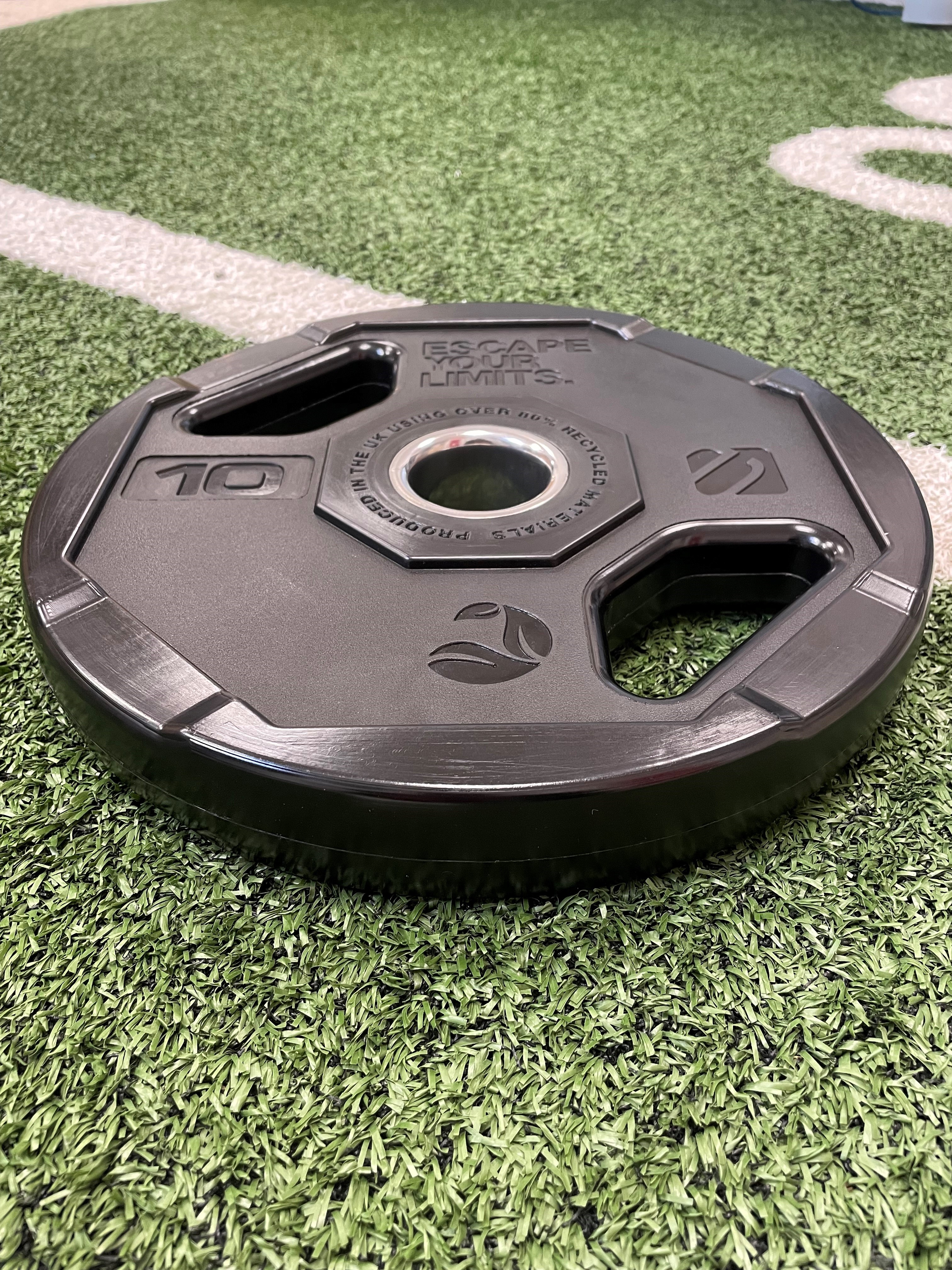 Winner of the ISPO Award: The Eco Grip Disc from Evergreen Barbell.