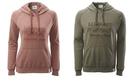 Two hoddies in brown and green from Kathmandu. 