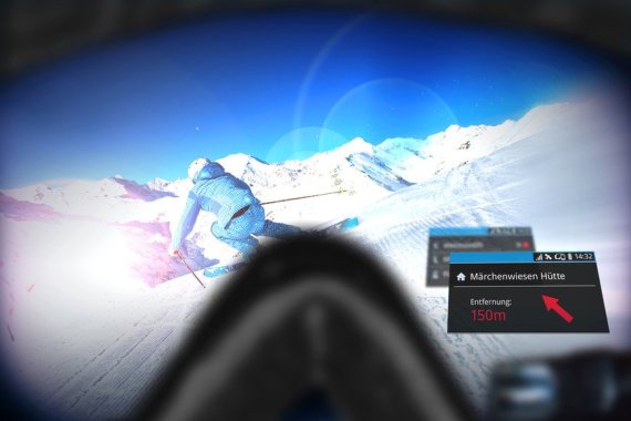 Thus the user sees the insertion in his data ski goggles.