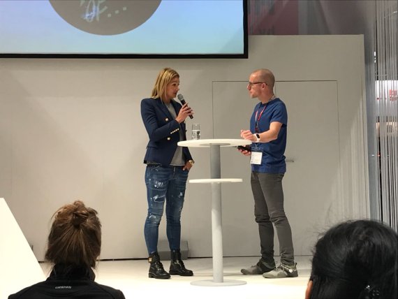 Swimming legend Franziska van Almsick at ISPO Munich Swimming legend Franziska van Almsick at ISPO Munich