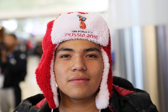 Fan mit Uschanka für die WM in Russland 2018