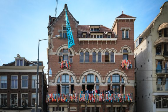 Facade of the Fashion for Good Museum in Amsterdam.