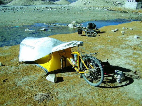 Topeak's camping solution makes the bike part of the tent.