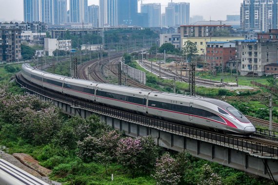 High speed train on the track