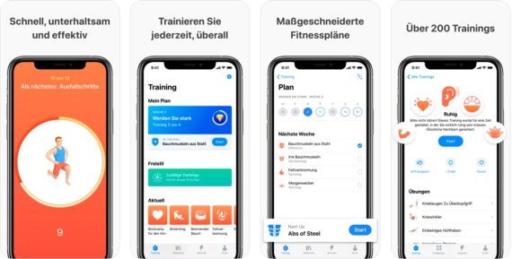Screenshots aus der Seven Fitness App
