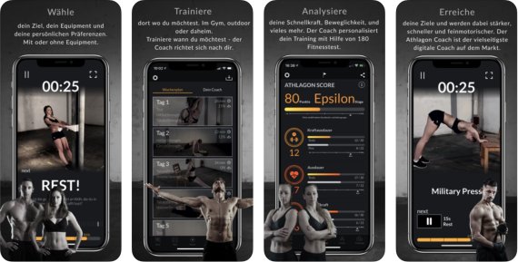 Screenshots aus der Athlagon Fitness App