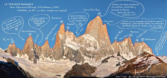 Sean Villanueva O'Driscoll made the first ascent on this route in February. Since then, the traverse is called "The Moonwalk Traverse".