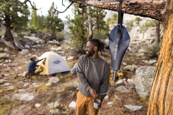 LifeStraw drinking pouch in camping area