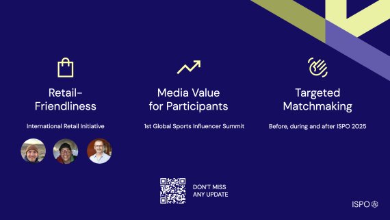 Eine Grafik, die die ISPO 2025 Initiativen vorstellt: Retail-Friendliness, Media Value for Participants, Targeted Matchmaking