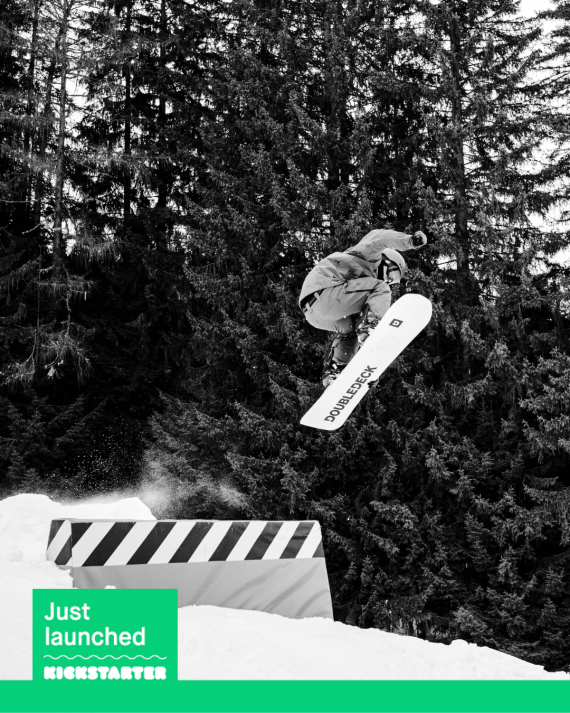 Snowboarder with double deck snowboard