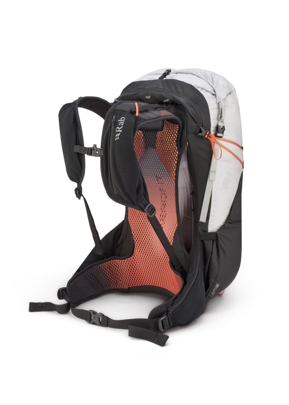 Rucksack schwarz weiß orange
