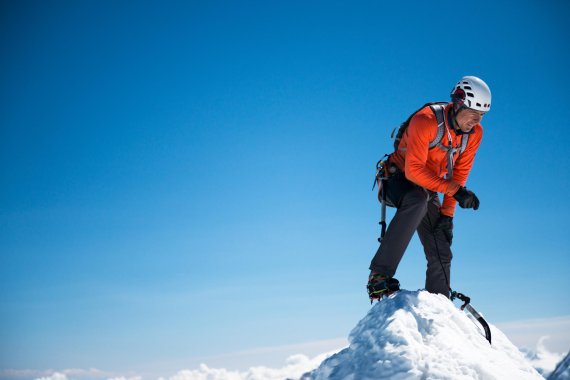 Speed climber Dani Arnold on top of the Matterhorn