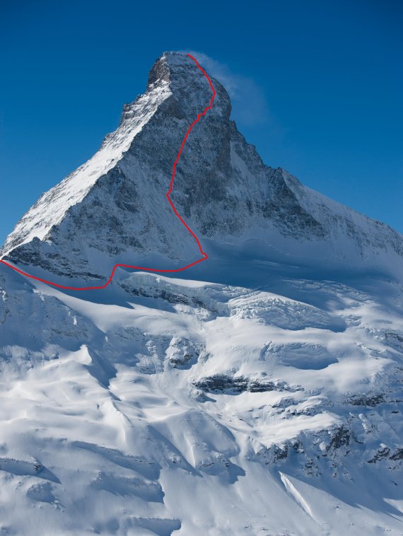 mb-en-Matterhorn_Route_Arnold The stunning Schmid Route on the north face of the Matterhorn