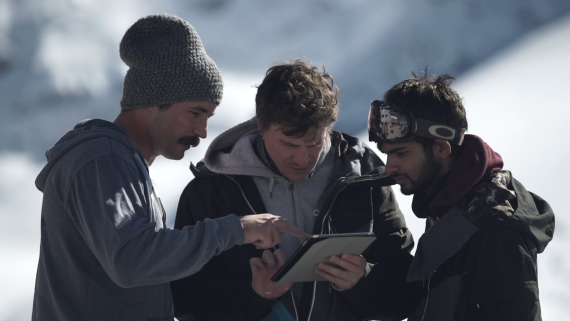 Filip Flisar, Ski Cross champion, CEO Jamie Grant and Chief Technical Officer Pruthvikar Reddy are testing Carv on the piste.