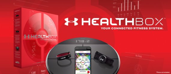 mb-healthbox Die innovative Health Box von Under Armour mit Waage, Herzfrequenzmesser und Fitnessband.