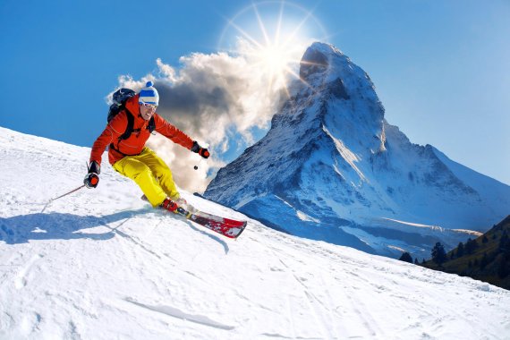 Skivergnügen vor der Kulisse des Matterhorns