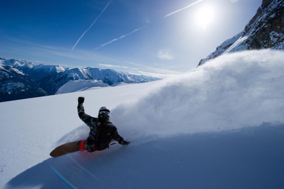 Hier powdert der Blue-Tomato-Boss: Gerfried Schuller war 1988 Snowboard-Europameister.