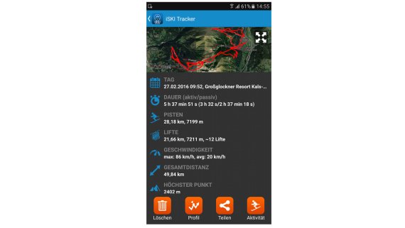 iSki, so lässt sich der Pisten-Tag ganz einfach auswerten.