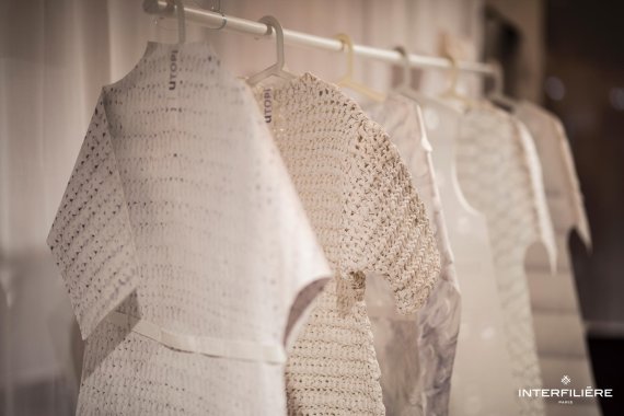 mb-170131-3d printed knit dresses with silcon from Jessica Haughton Photo credit Interfiliere 3D printed knit dresses with silcon from Jessica Haughton.