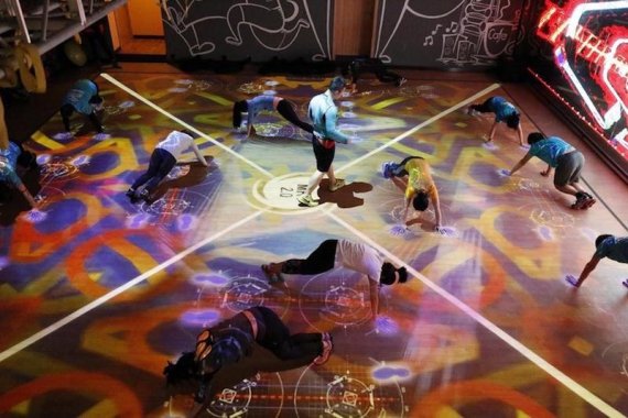 mb-170127-holofit Holofit’s interactive workout space combines video games and fitness workouts.