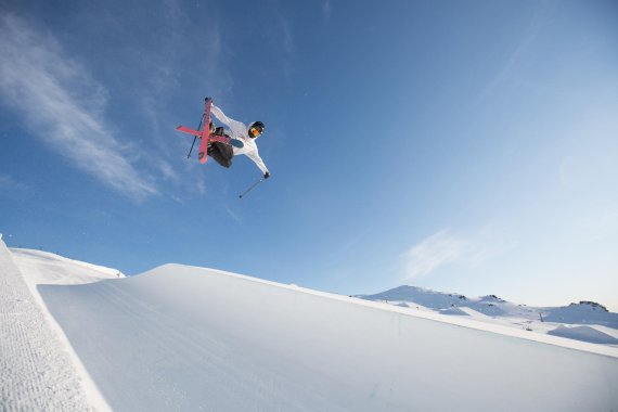 A freestyler enjoys the half-pipe in Cardrona Alpine Resort