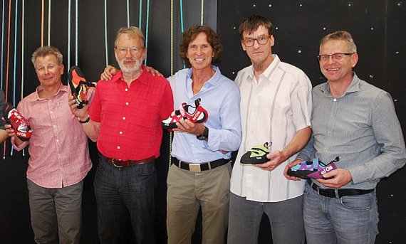 Edelrid and Red Chili team up (from left): Uwe Hofstädter, Albrecht von Dewitz, Stefan Glowacz, Carsten von Birckhahn and Markus Wanner.