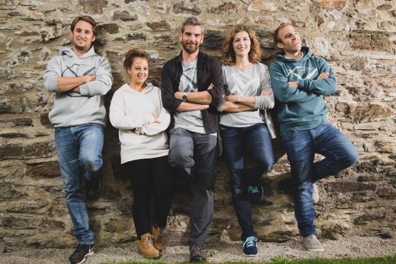 The crew behind the flying tent: Marcus Strasser, Bettina Wenigwieser, Joachim Leitgeb, Eva Riesemann, and David Dietrich (from left to right).