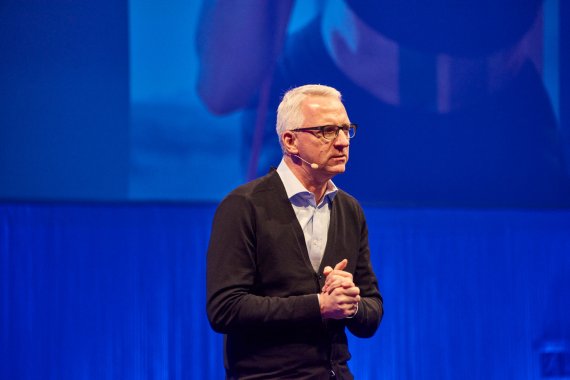 Roland Auschel, Adidas Chief Sales Officer, on stage at ISPO Munich 2017. 