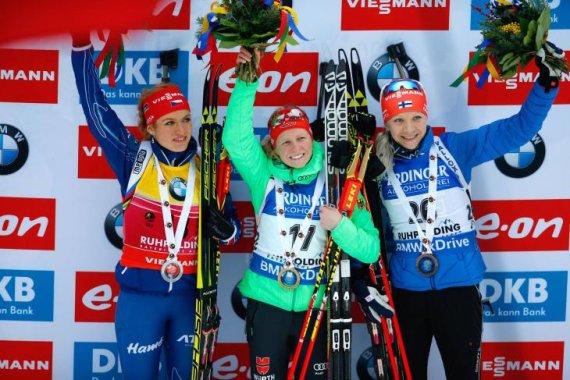 Source: imago/GEPA Pictures Franziska Hildebrand at the award ceremony in Ruhpolding
