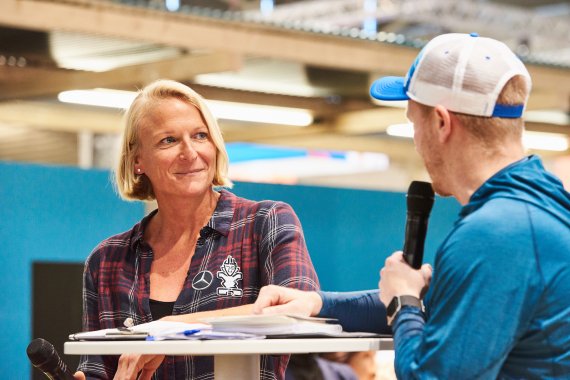 Sonni Hönscheid im Watersport Village der ISPO Munich 2018. Sonni Hönscheid im Watersport Village der ISPO Munich 2018.